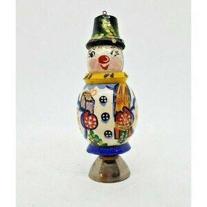 Hand painted Christmas Snowman with a bell on the bottom that rings Vintage